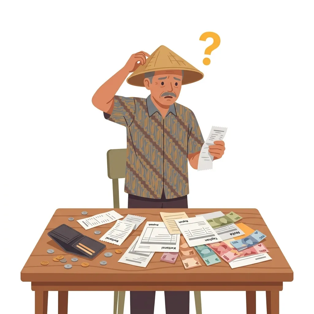 Ilustrasi Keuangan Tani Bingung